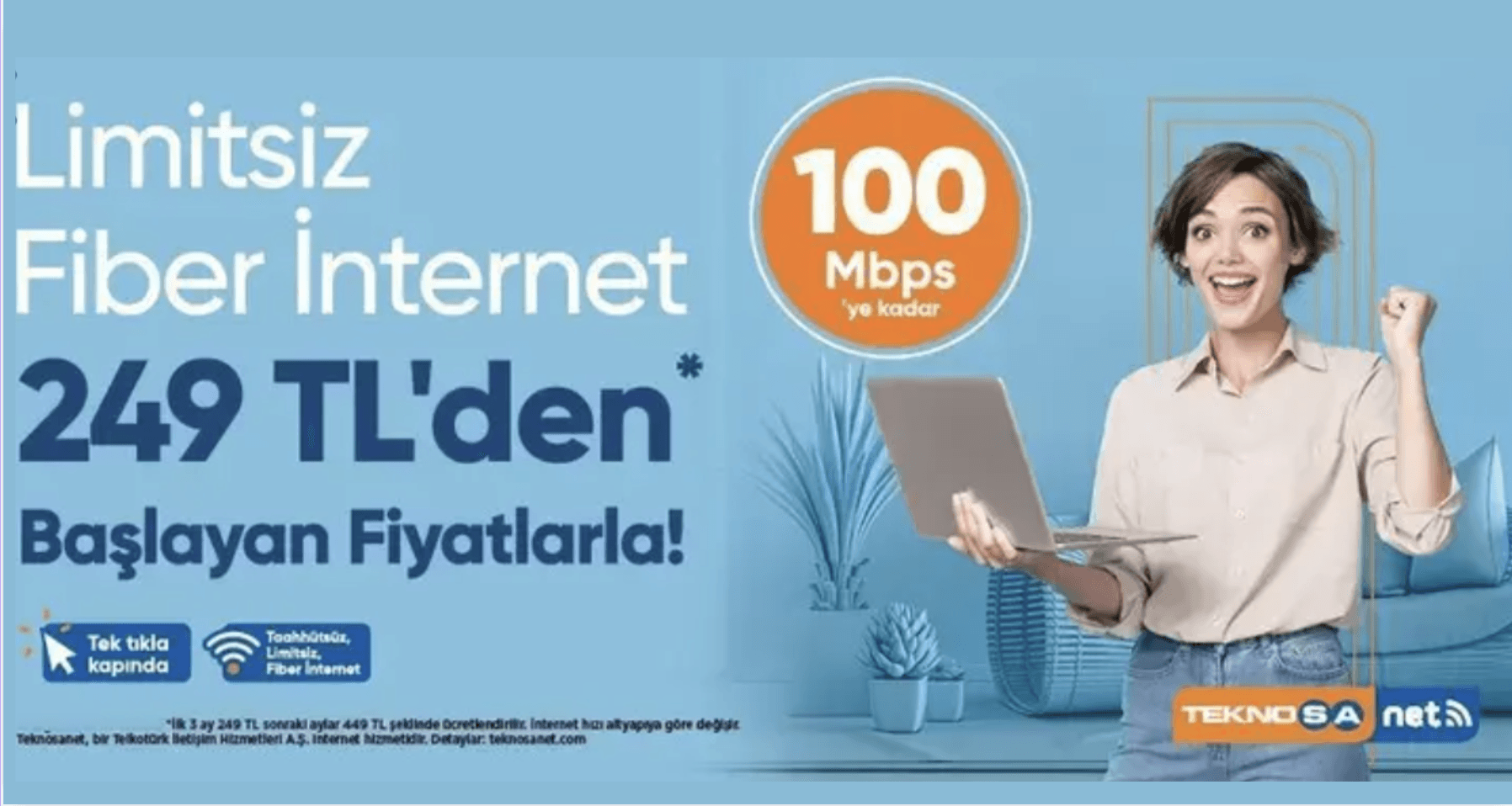 Teknosanet'ten 100 Mbps Fiber İnternet Sadece 249 TL