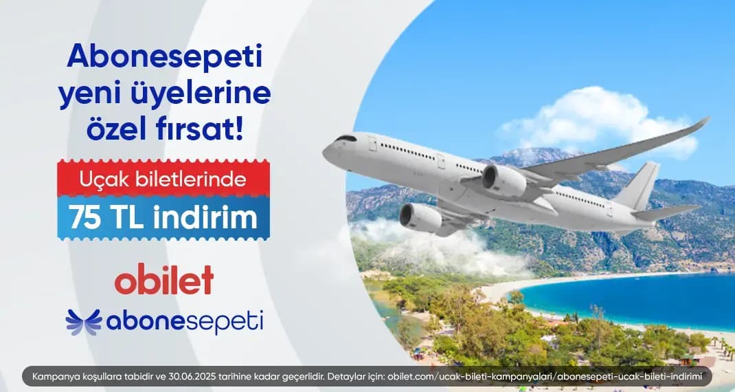 Obilet'te Geçerli Uçak Biletlerinde 75 TL İndirim