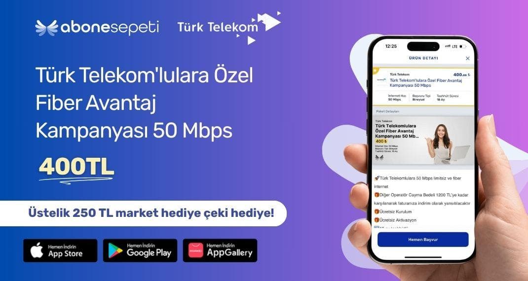 400 TL'ye Türk Telekom'lulara Özel Fiber Avantaj Kampanyası 50 Mbps